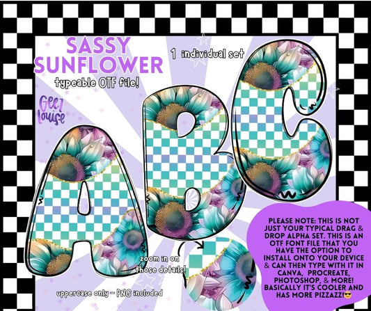 Sassy Sunflower – Bright Checkerboard OTF Alpha with PNGs