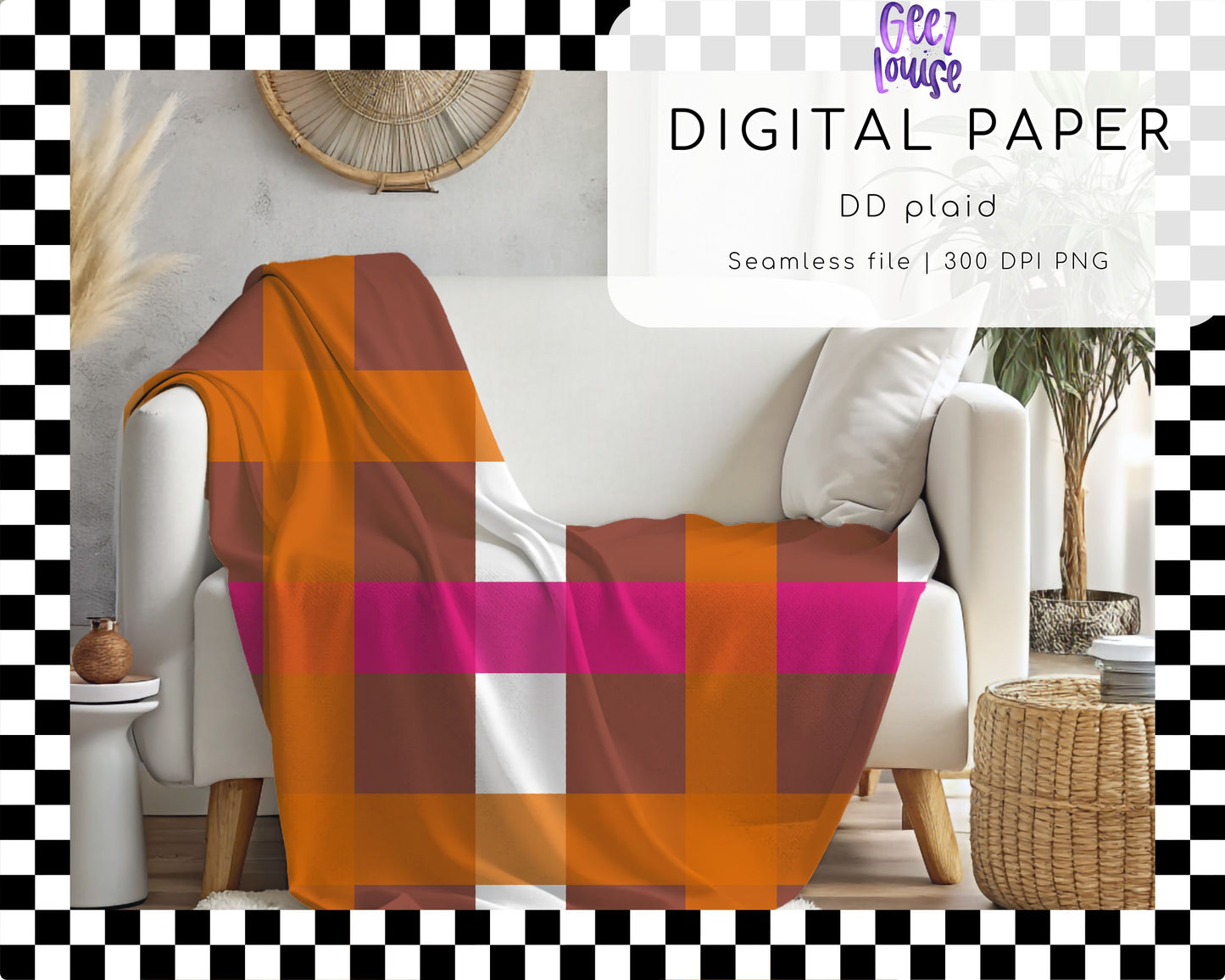 DD Plaid Digital Paper | Seamless Plaid PNG | 300 DPI | July 26 No FOMO Drive