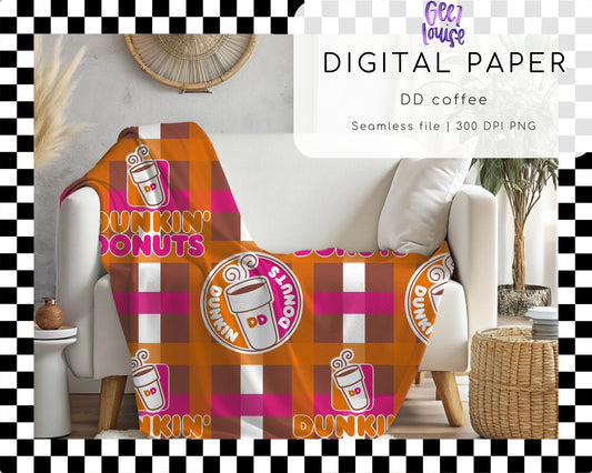 DD Coffee Digital Paper | Seamless Coffee PNG | 300 DPI | July 26 No FOMO Drive