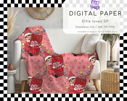 Elfie Loves DP Christmas Seamless Digital Paper | Holiday Soda PNG