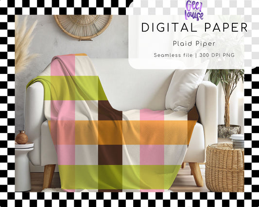 Pastel Plaid Digital Paper | Seamless Plaid Pattern | 12x12 PNG | July 26 No FOMO Drive | Digital Download