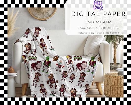 Toys for ATM Football Seamless Digital Paper | Orange Football Toy Inspired Pattern PNG | September 26 No FOMO Drive
