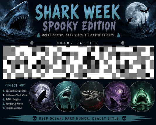 Spooky Shark Week Color Palette | Halloween Shark Color Palette | Shark Week PNG Color Guide | Digital Download
