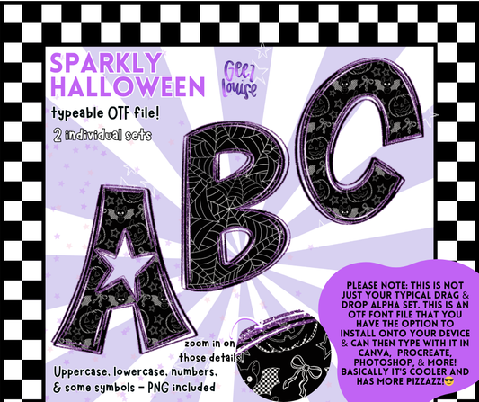 Sparkly Halloween – Typeable OTF Font with PNGs (2 Sets Included)