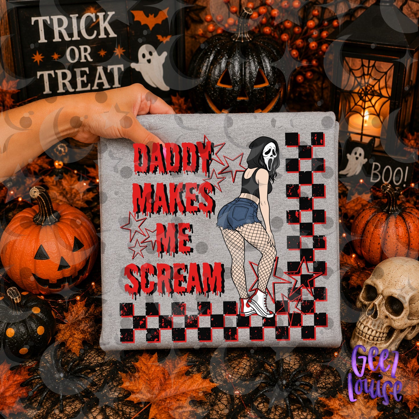 Daddy Makes Me Scream PNG | Horror Halloween Sublimation Design | Spooky Digital Download | August '26 Finished Design Drive
