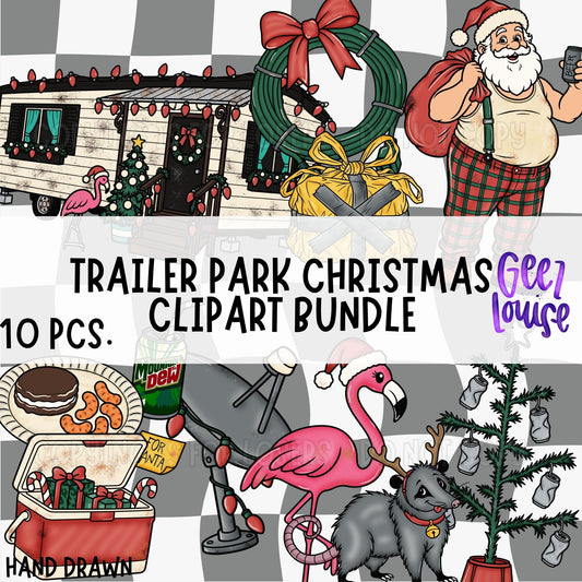 Trailer Park Christmas Clipart | Hand Drawn Christmas PNG Set