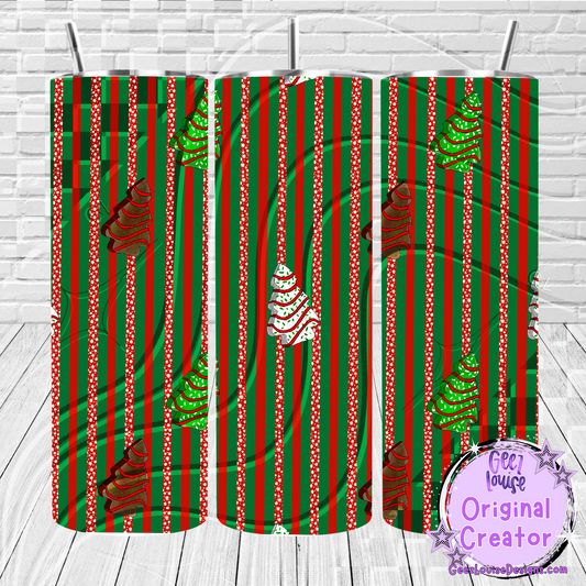 Christmas Tree Cakes Stripe Tumbler Design