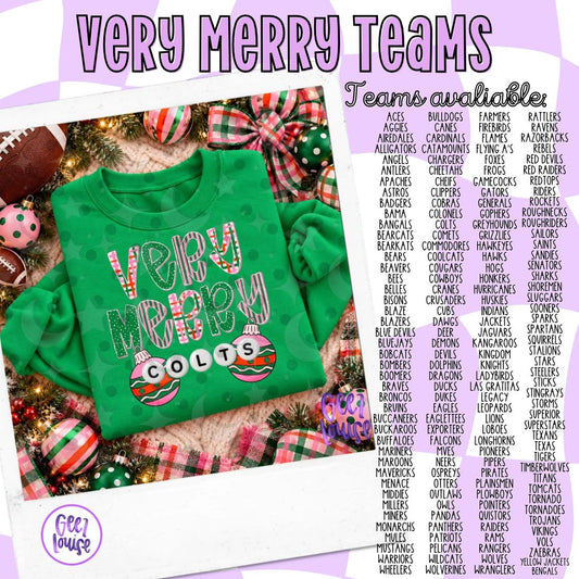 Very Merry Teams PNG | Personalized Christmas Sports Team Digital Design