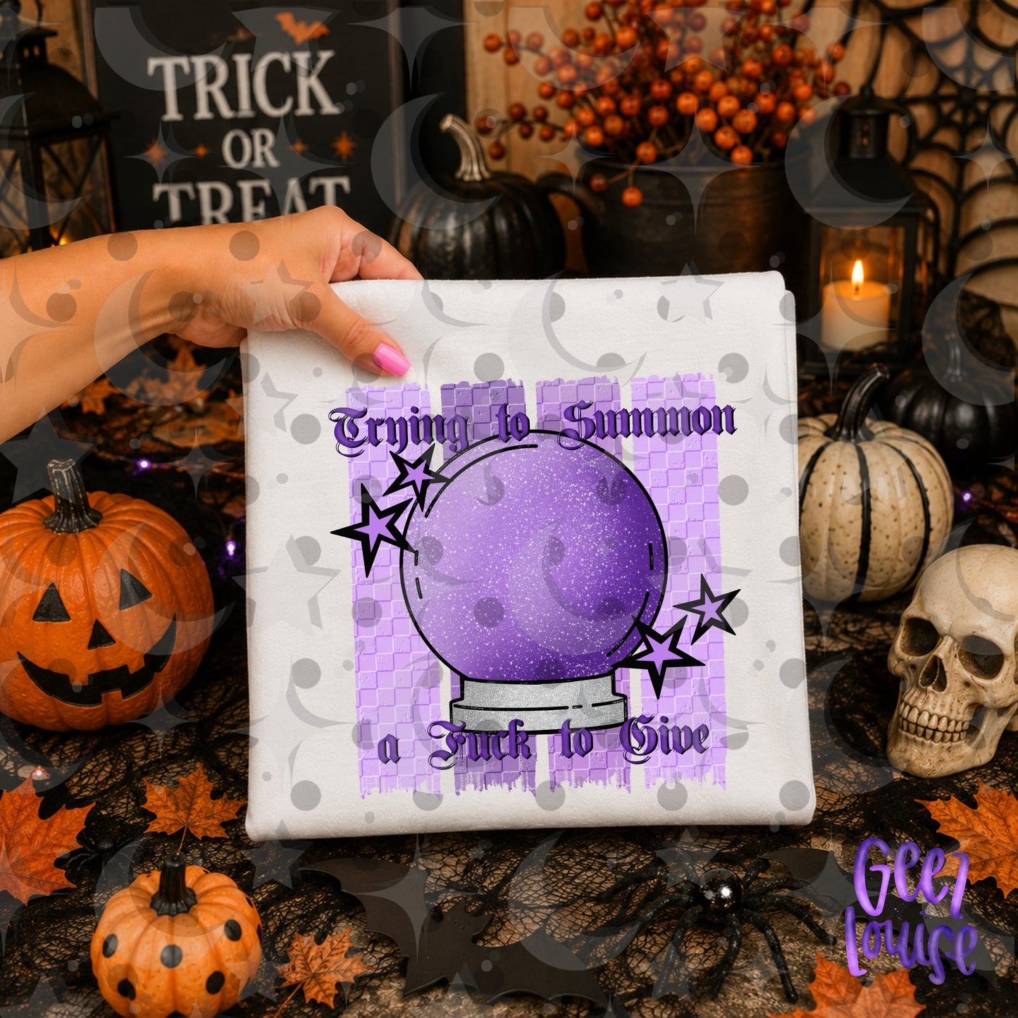 Trying to Summon a Fuck to Give Crystal Ball Halloween PNG