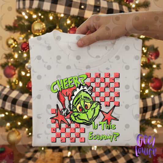 Cheer? In This Economy? Christmas PNG | Funny Green Holiday Character Digital Design