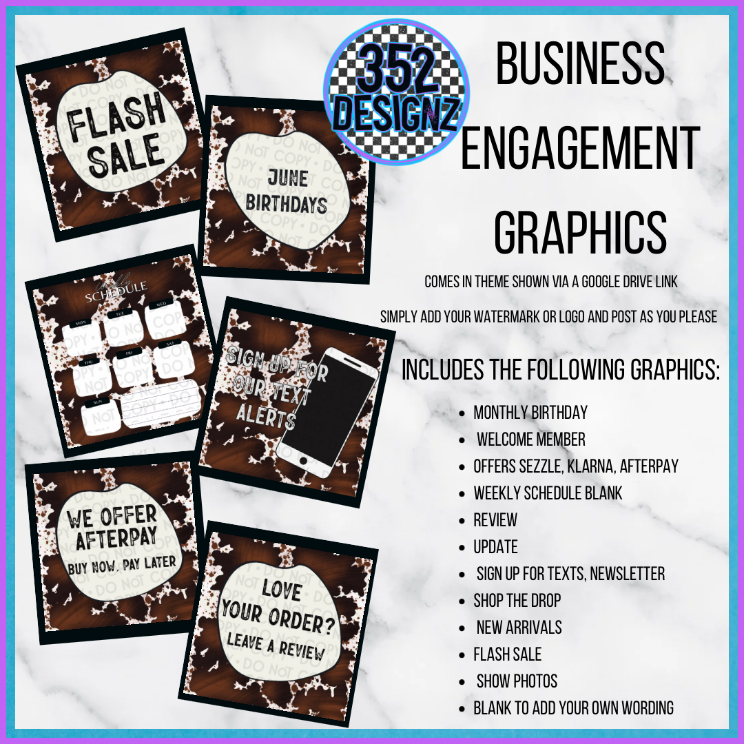 Cow print theme business engagement graphic drive- Digital Download- PNG