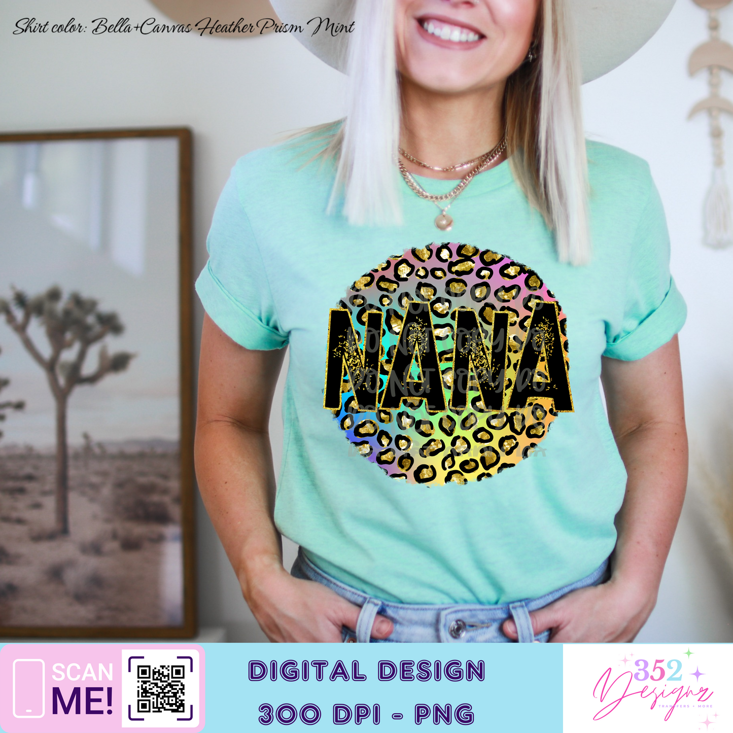 Nana rainbow leopard circle - Digital Download- PNG