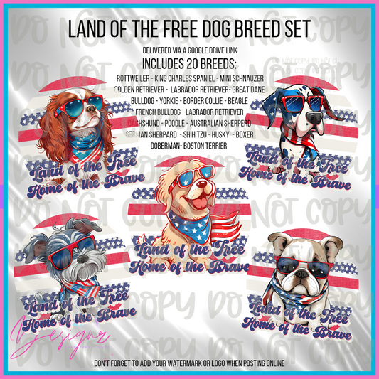 Land of the free dog breed set bundle - Digital Download- PNG