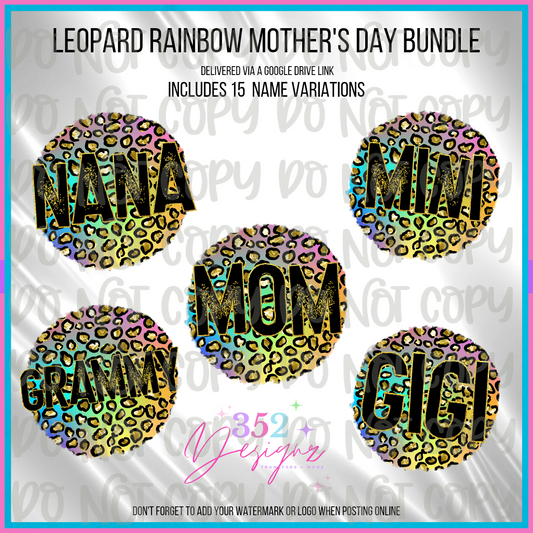 Rainbow Leopard mother's bundle - Digital Download- PNG