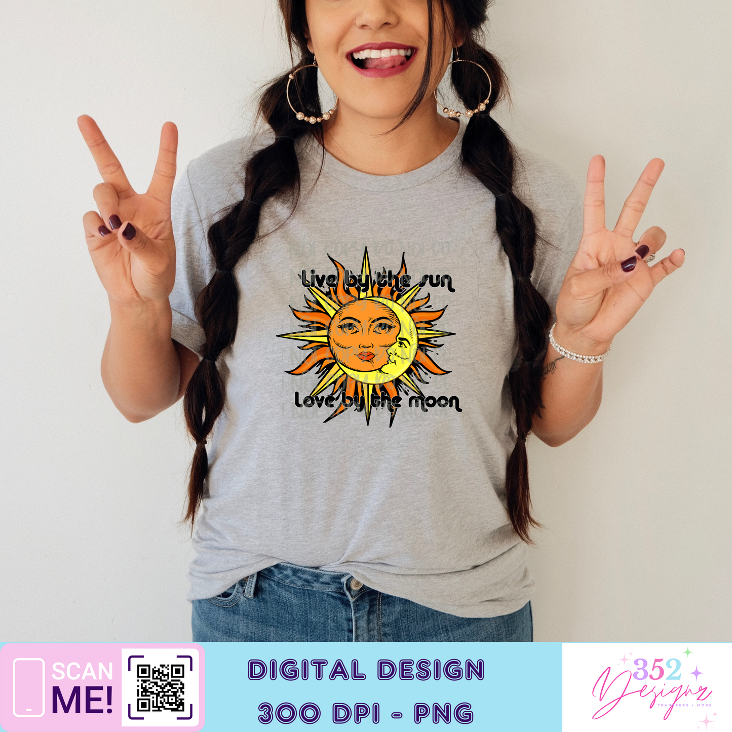 Live by the sun love by the moon - Digital Download- PNG