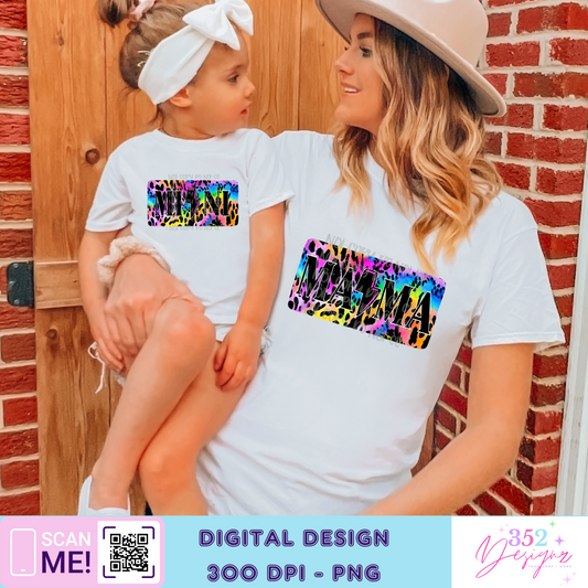 Mama mini neon leopard rocker - perfect for mothers day - Digital Download- PNG
