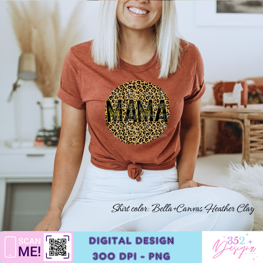 Mama leopard circle - Digital Download- PNG