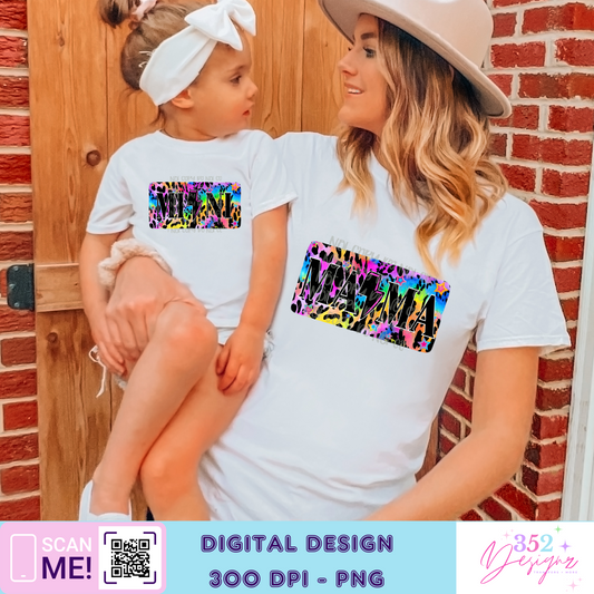 Mama mini neon leopard with stars rocker - perfect for mothers day - Digital Download- PNG