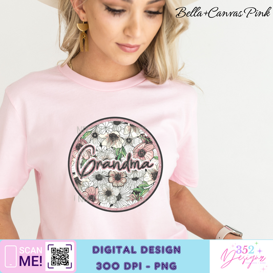 Grandma floral - perfect for mothers day - Digital Download- PNG