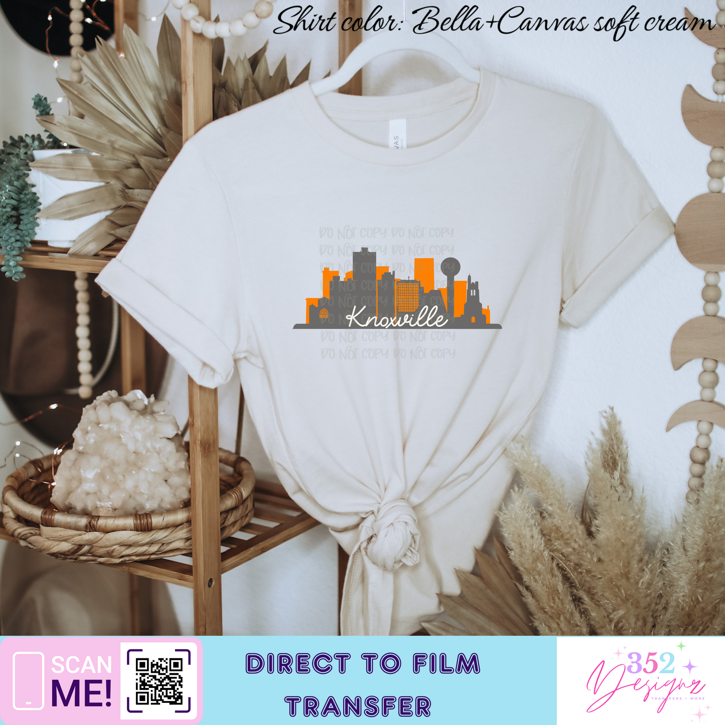 Knoxville Tennessee skyline - Direct to Film Transfer - made to order